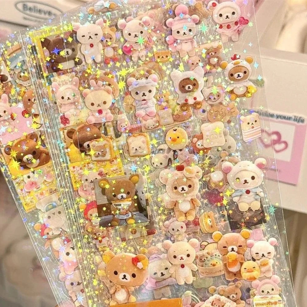 5PCS Cartoon Cute Hello Kitty Rilakkuma Stickers Die-cutting Sticker