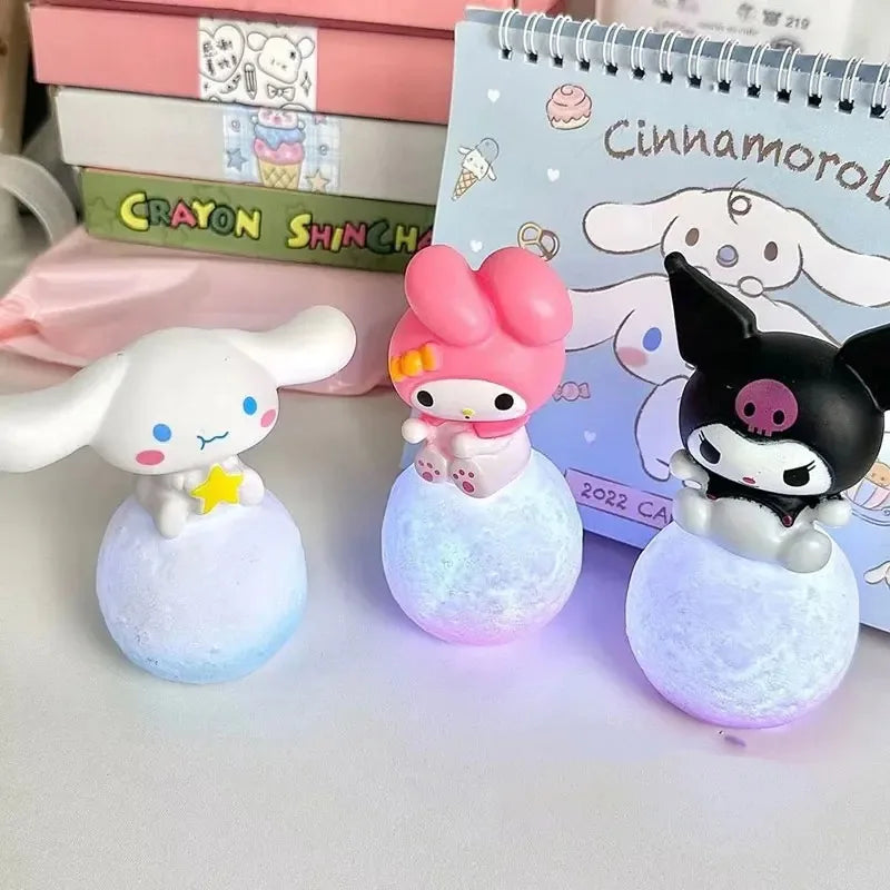 Small Kuromi Cinnamoroll Melody Night Light Figures Glowing Toy