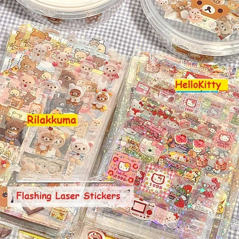 5PCS Cartoon Cute Hello Kitty Rilakkuma Stickers Die-cutting Sticker