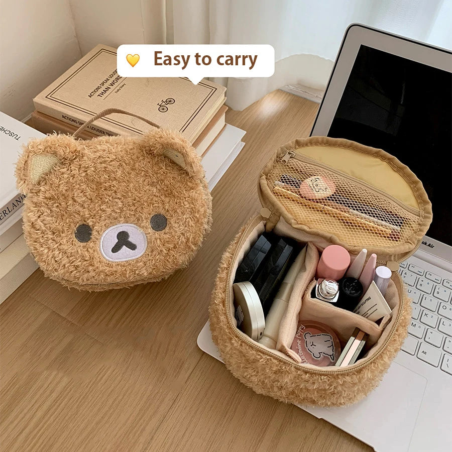Plushes Makeup Case Anime Relaxed Bear Cosmetic Bag Women Jewelry